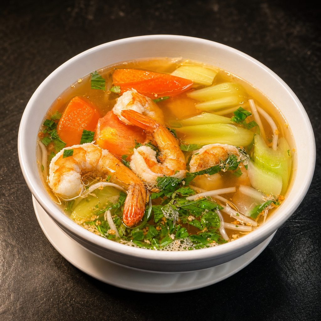 Sweet & Sour Shrimp Soup.
