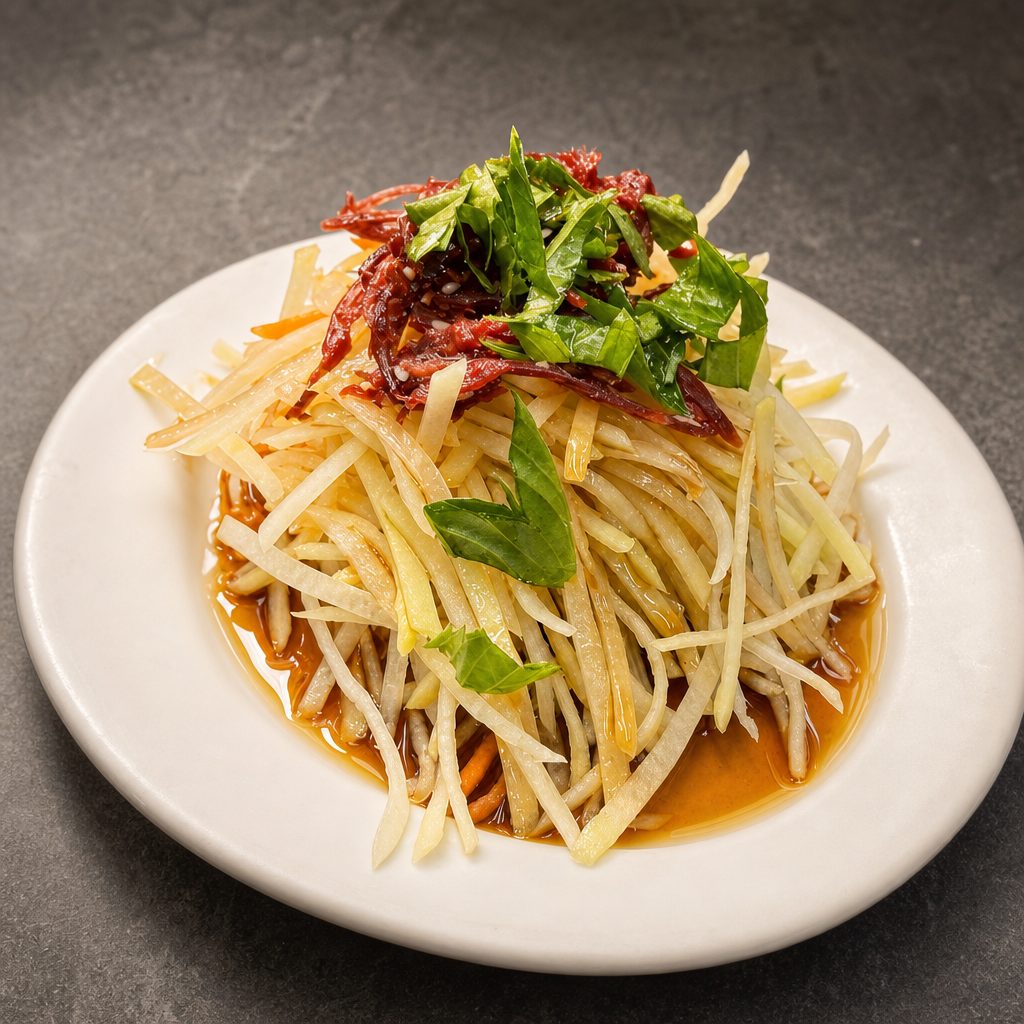 Beef Jerky Papaya Salad.