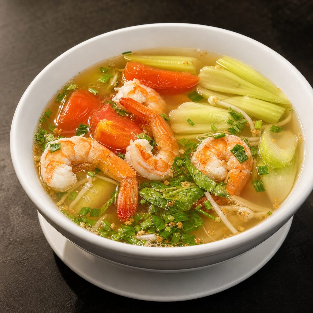 Sweet & Sour Shrimp Soup.