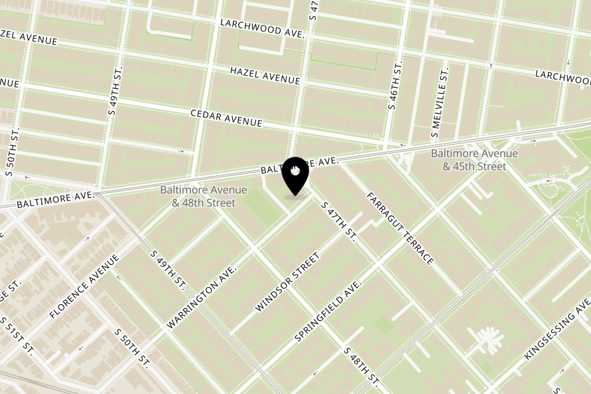 Map showing the location of Vietnam Philadelphia Vietnam Café (University City) on 816 S 47th St in Philadelphia